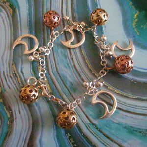 Sterling Silver & Rose Gold Half Moon Bracelet